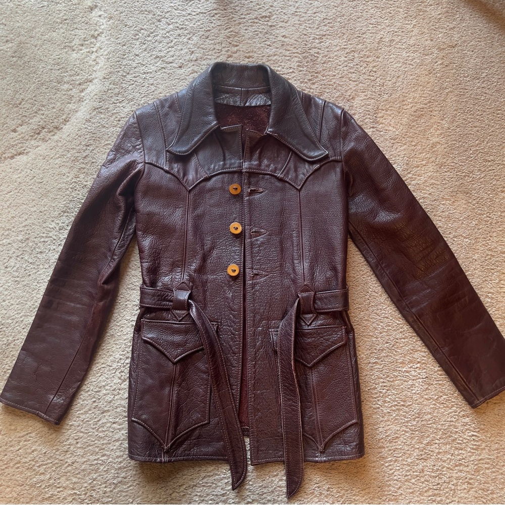 East West Musical Instruments Vintage 1970s Rare Leather Jacket Suede Interior L